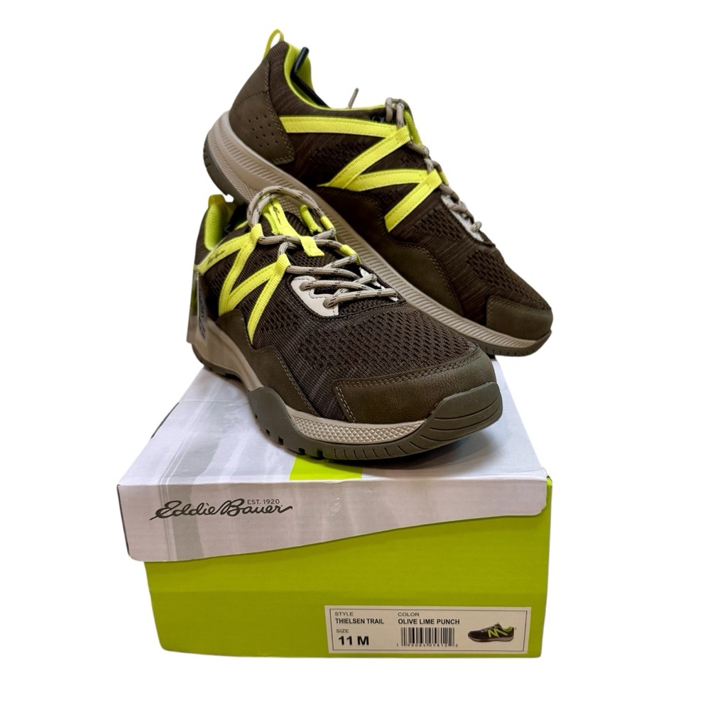 NWT Eddie Bauer Women’s Thielsen Trail Olive Lime Punch Hiking Trail Shoes 11M